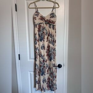 Abercrombie & Fitch Floral Maxi Dress in Cream and Blue
